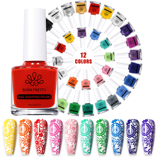Nail Stamping Polish Set - 25 Colors, Peel Off Latex