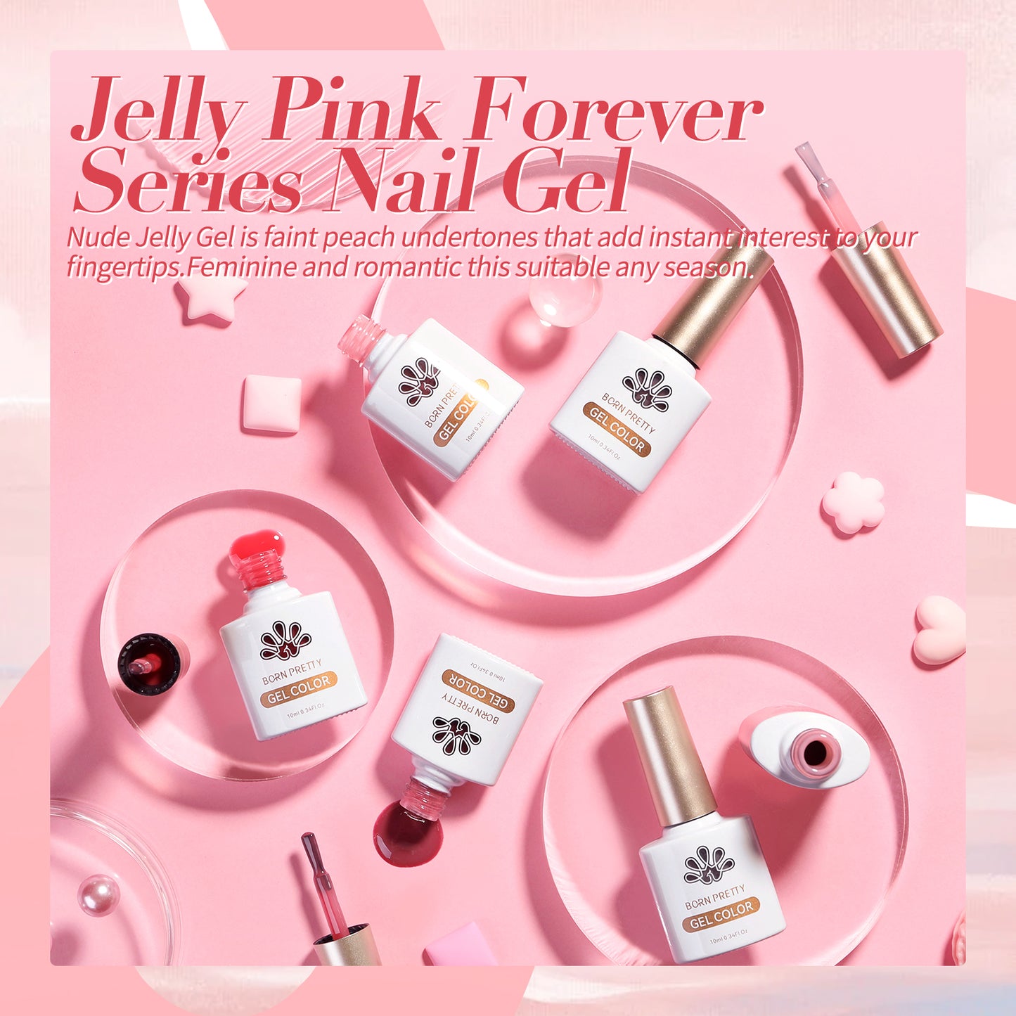 Jelly Nude Gel Nail Polish 10ml - Light Pink Peach UV Cure