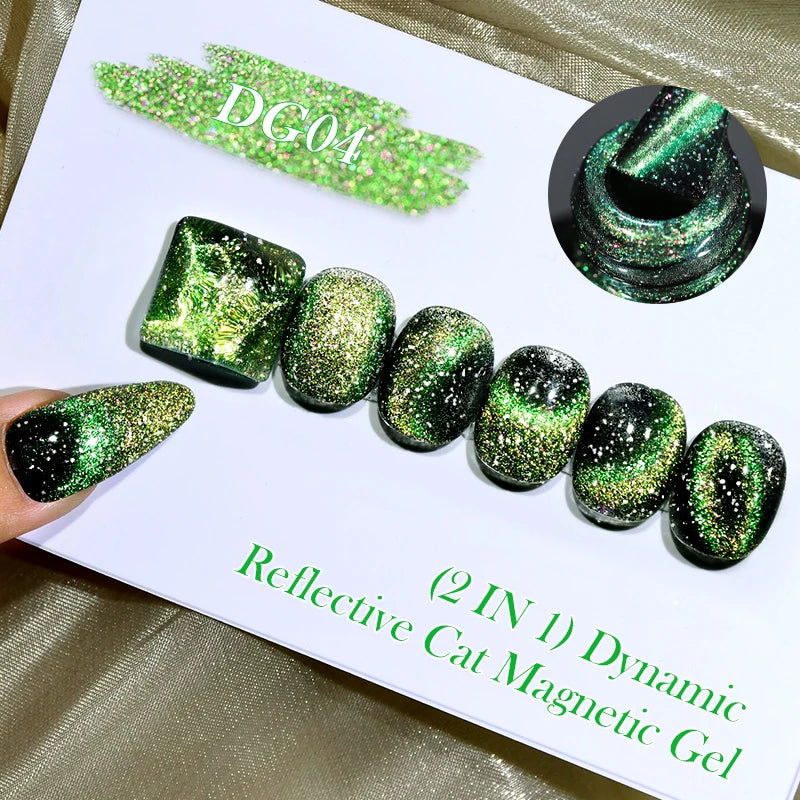 LILYCUTE 7ml Reflective Cat Magnetic Gel Nail Polish Dynamic Double Light Magnet Gel Polish Semi Permanent UV Gel For Nail Art