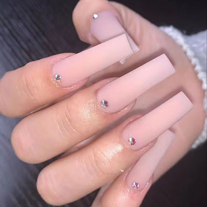 Press On Nails: Almond Black Matte Press-On Nails - 24Pcs DIY Manicure Set
