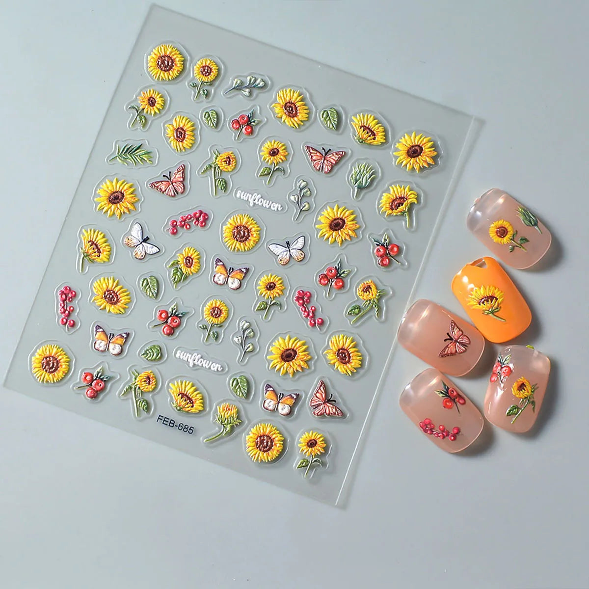 5D Flower Rose Nail Art Stickers - Cherry Blossom & Fruit Art
