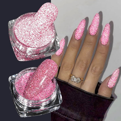 Glittering Nails: Laser Nail Glitter Holographic Powder - Aurora Mirror Dust