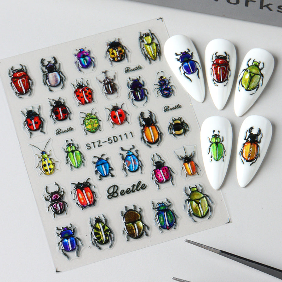 Insect Dragonfly 5D Nail Art Stickers - Y2K Summer Manicure Decals