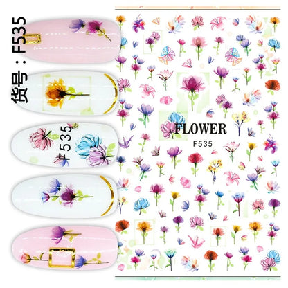 3D Nail Art Decals: Vintage Roses & Butterflies Stickers