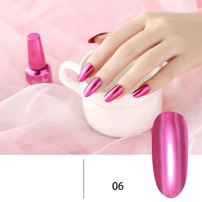 Gel Nail: 12 Colors Mirror Polish - Long-lasting Metallic Nail Gel
