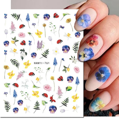 3D Nail Art Decals: Vintage Roses & Butterflies Stickers