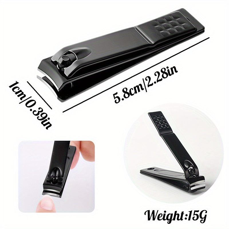 Black Stainless Steel Nail Clipper Set with Nano Glass File