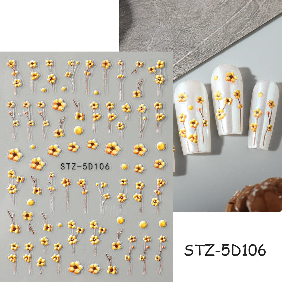 Insect Dragonfly 5D Nail Art Stickers - Y2K Summer Manicure Decals