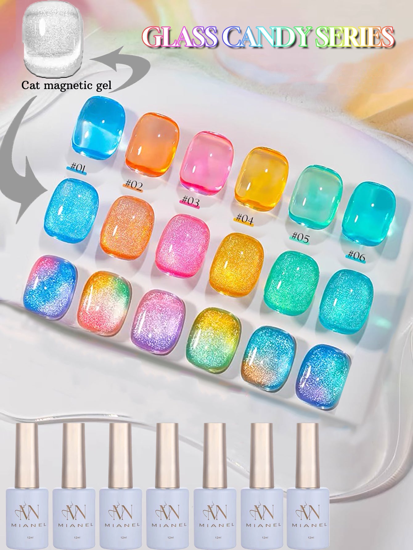 MIANEL Gel Nail Polish 12ML - Candy Glass Finish, 1-10pcs