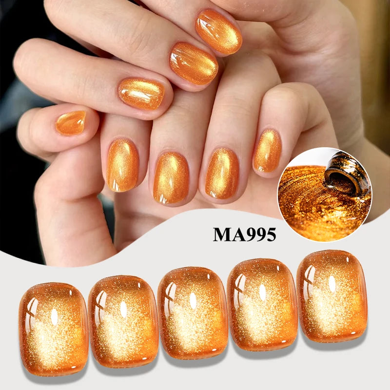 MEET ACROSS Guava & Grape Color Cat Magnetic Gel Green Glass Bead Cat Eye Gel Soak Off UV Gel Nail Art Varnish Salon Home DIY