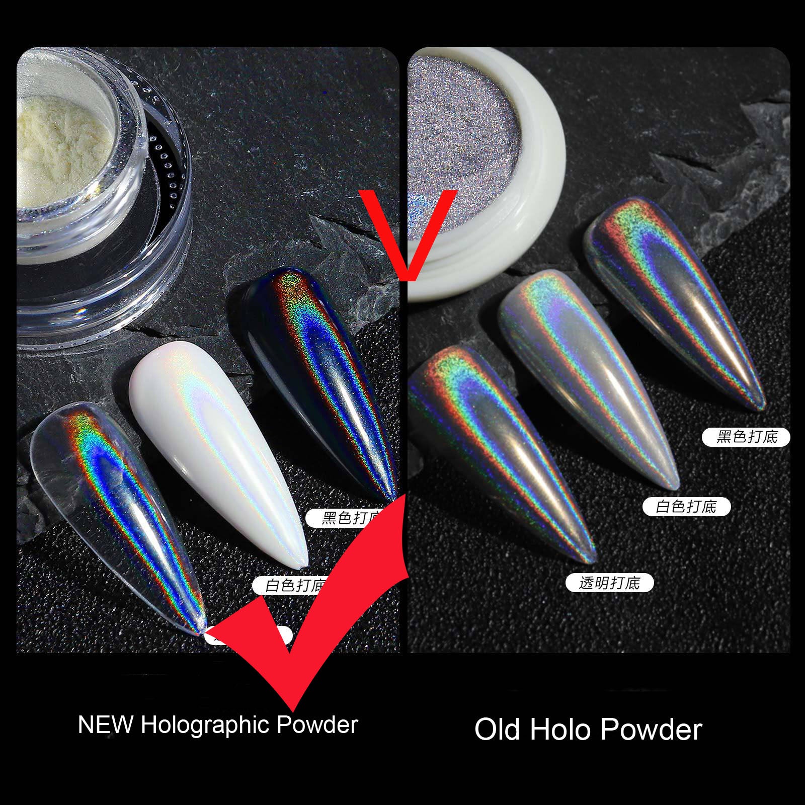Glittering Nails: Laser Nail Glitter Holographic Powder - Aurora Mirror Dust