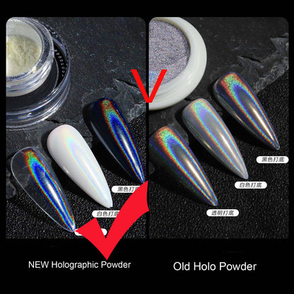 Glittering Nails: Laser Nail Glitter Holographic Powder - Aurora Mirror Dust