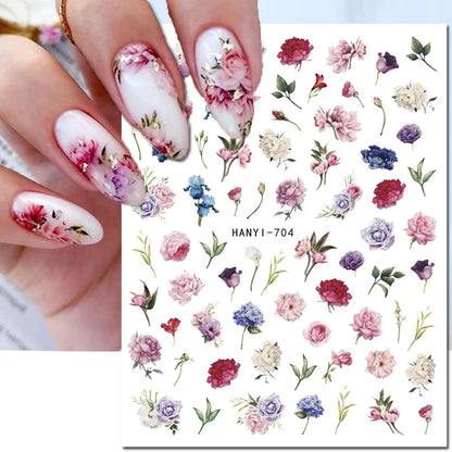 3D Nail Art Decals: Vintage Roses & Butterflies Stickers