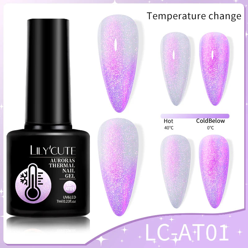 LILYCUTE 7ml Thermal Gel Nail Polish 3 Layers Temperature Color Changing Gel Polish Semi Permanent UV Gel For Nail Art Manicure