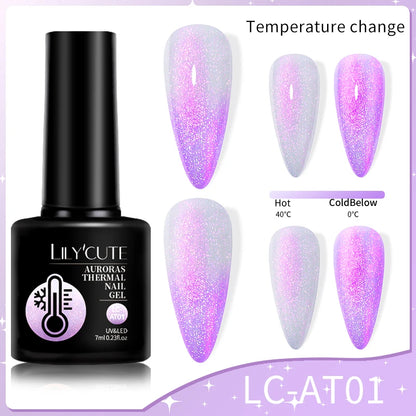 LILYCUTE 7ml Thermal Gel Nail Polish 3 Layers Temperature Color Changing Gel Polish Semi Permanent UV Gel For Nail Art Manicure