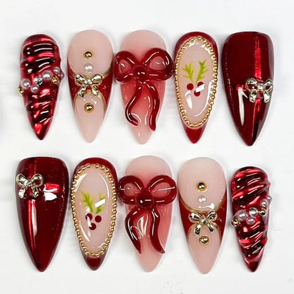 Black Y2K Long False Nails - 24Pcs Almond Cat's Eye Design