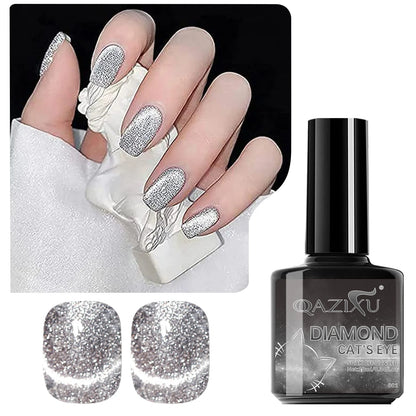 Gel Nail Polish: Cat Eye UV LED Red Pink Glitter Varnish