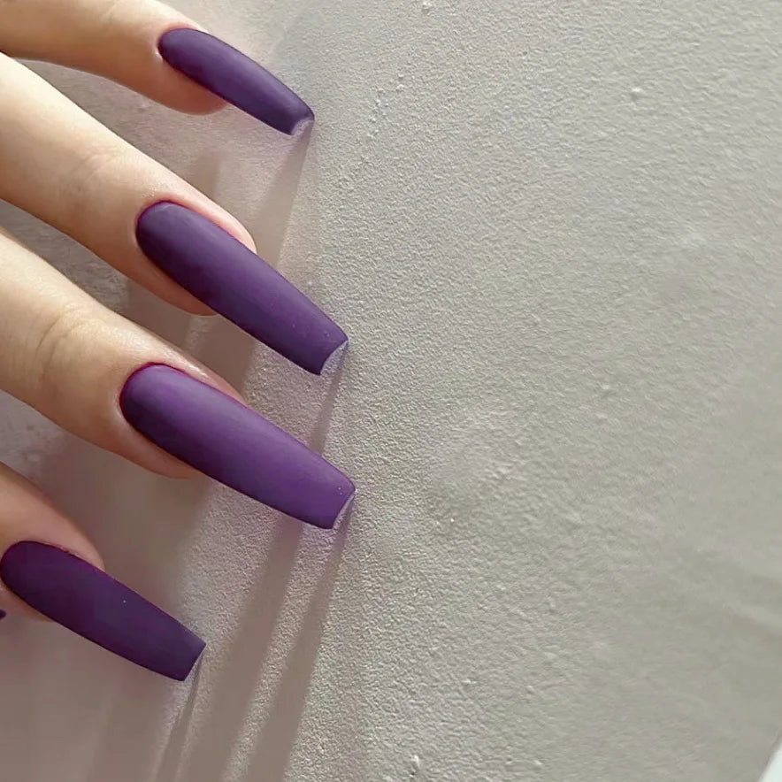 Press On Nails: Almond Black Matte Press-On Nails - 24Pcs DIY Manicure Set