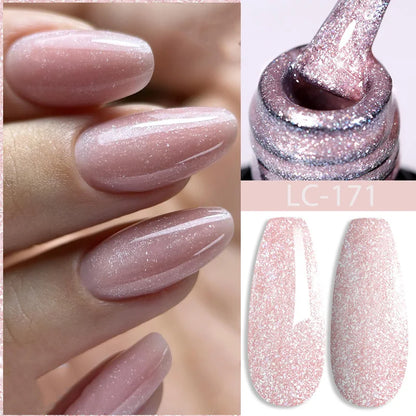 LILYCUTE 8ml Pink Natural Dried Flower Gel Nail Polish Summer Colorful Fairy Series Manicure Painting Soak Off Nail Art UV Gel