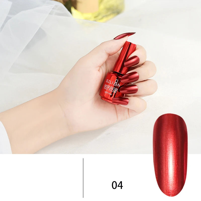Gel Nail: 12 Colors Mirror Polish - Long-lasting Metallic Nail Gel