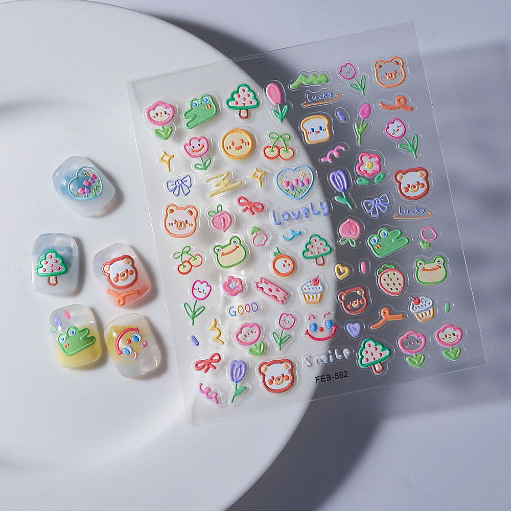 5D Flower Rose Nail Art Stickers - Cherry Blossom & Fruit Art