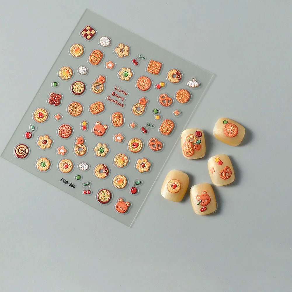 5D Flower Rose Nail Art Stickers - Cherry Blossom & Fruit Art
