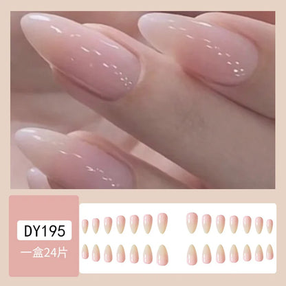 Long Stiletto Almond False Nails - 24Pcs with Glue