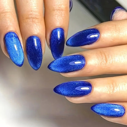 Press On Nails: Glossy Red Cat's Eye Press On Nails - 24pcs Almond Shape
