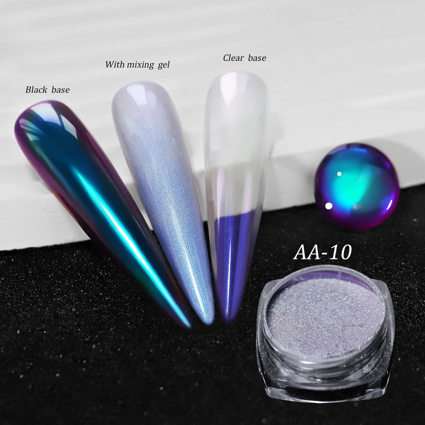 Glittering Nails: Laser Nail Glitter Holographic Powder - Aurora Mirror Dust