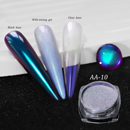 Glittering Nails: Laser Nail Glitter Holographic Powder - Aurora Mirror Dust