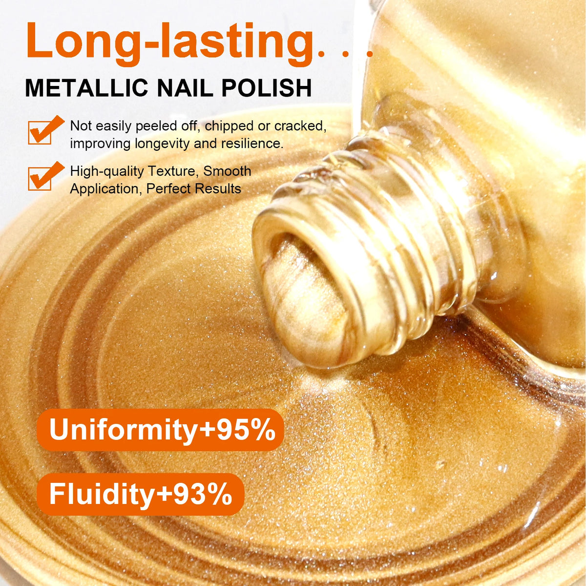 TWOING 8ml 9 Colors Metallic Mirror Nail Polish Set, Quick-Dry Chrome Nail Polish, Long-Lasting High Shine for DIY Manicure
