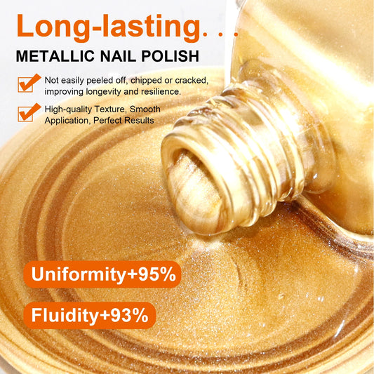TWOING 8ml Metallic Mirror Nail Polish, Quick-Dry Chrome Nail Polish, Long-Lasting High Shine for DIY Manicure