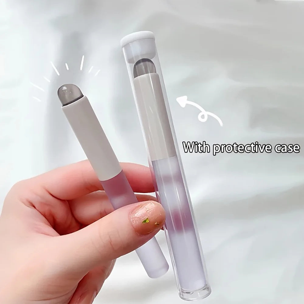 1PC Silicone Nail Art Brush Mini Round Head Soft Gel Pusher Cuticle Cleaner Manicure Dustproof