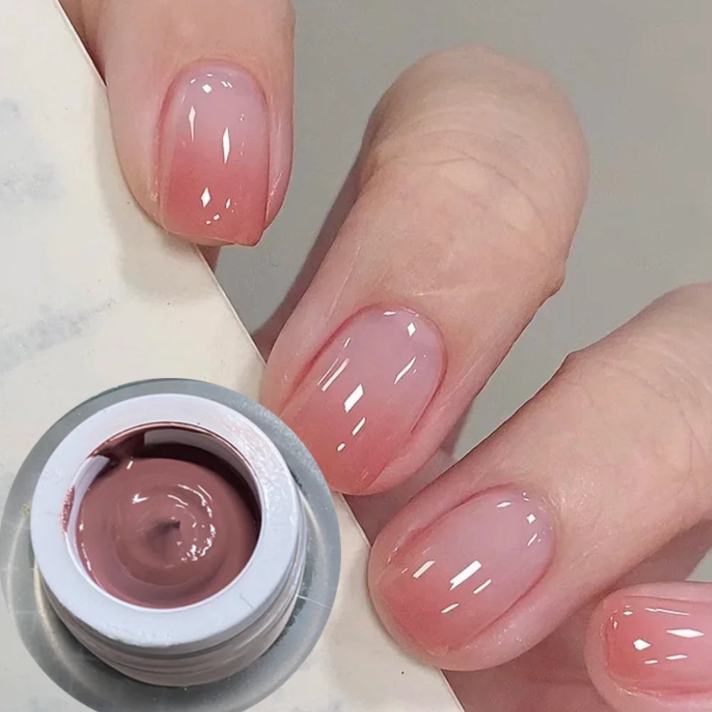 1Box Peachy Pink Pat Painting Gel Nail Polish Matte Texture Nail Patting Glue with 1pc Air Cushion Soak Off UV LED Nail Varnish