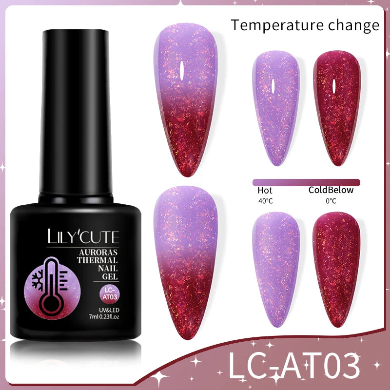LILYCUTE 7ml Thermal Gel Nail Polish 3 Layers Temperature Color Changing Gel Polish Semi Permanent UV Gel For Nail Art Manicure