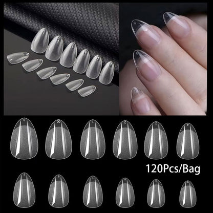 Press On Nails: Almond False Nail Tips - 120Pcs Soft Gel Stiletto & Oval
