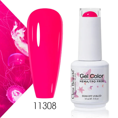 Clou Beaute 15ml Summer Bright Hot Pink Orange HEMA TPO FREE Nail Gel Polish Vernis Semi Permanent Nail Art Pigment Gel Varnish