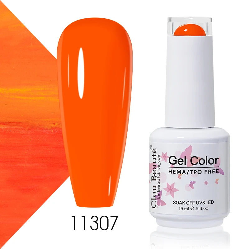 Clou Beaute 15ml Summer Bright Hot Pink Orange HEMA TPO FREE Nail Gel Polish Vernis Semi Permanent Nail Art Pigment Gel Varnish