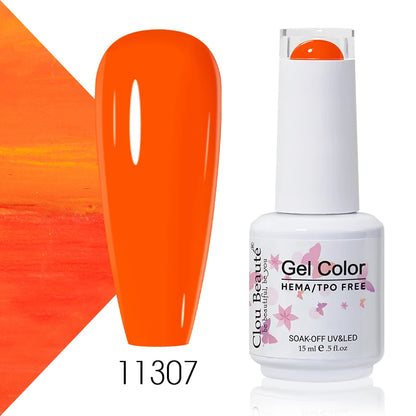 Clou Beaute 15ml Summer Bright Hot Pink Orange HEMA TPO FREE Nail Gel Polish Vernis Semi Permanent Nail Art Pigment Gel Varnish