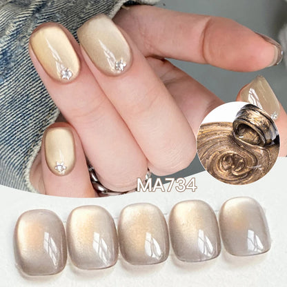 MEET ACROSS Guava & Grape Color Cat Magnetic Gel Green Glass Bead Cat Eye Gel Soak Off UV Gel Nail Art Varnish Salon Home DIY