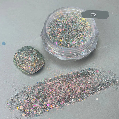 Glittering Nails: Laser Nail Glitter Holographic Powder - Aurora Mirror Dust