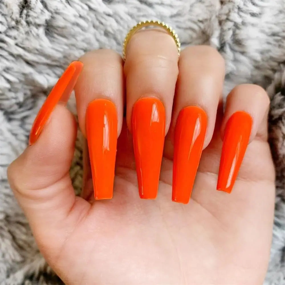 Nail Extension: Coffin Ballerina False Nails Set - 24Pcs Full Cover Tips