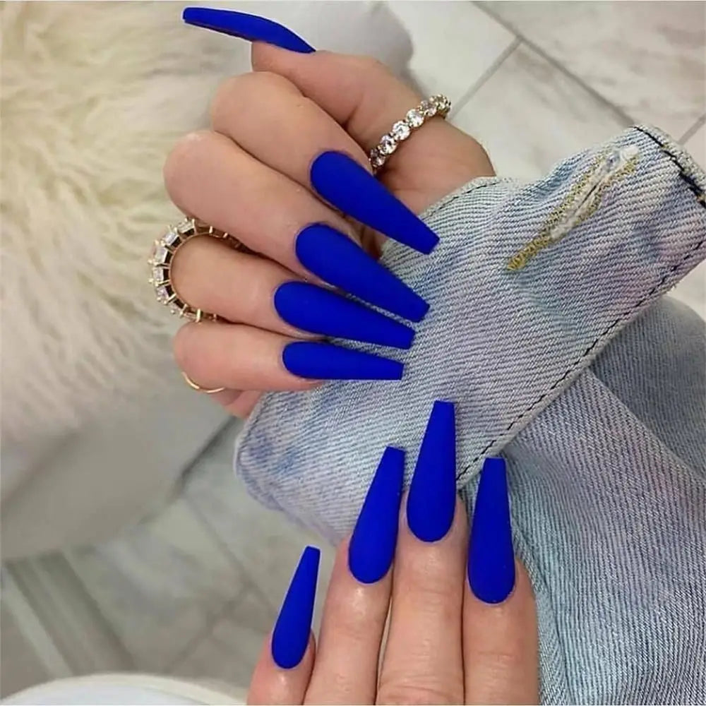 Nail Extension: Coffin Ballerina False Nails Set - 24Pcs Full Cover Tips