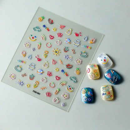 5D Flower Rose Nail Art Stickers - Cherry Blossom & Fruit Art