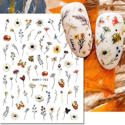 3D Nail Art Decals: Vintage Roses & Butterflies Stickers