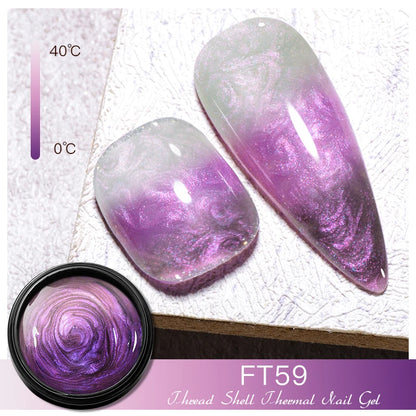 3D Thread Shell Gel Nail Polish - White, Pink, Purple Pearl