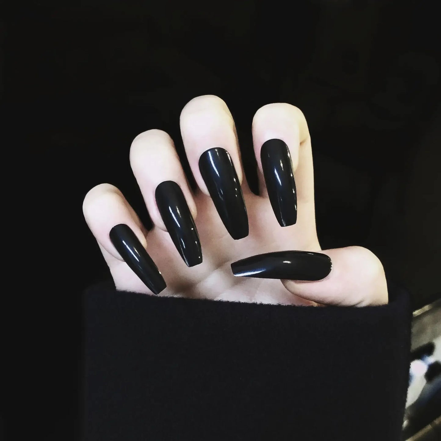 24pcs French Lemon Full Cover Artificial Fake Nails Art Seamless Removable Coffin False Nails With Glue Girls Press On Nail Tips