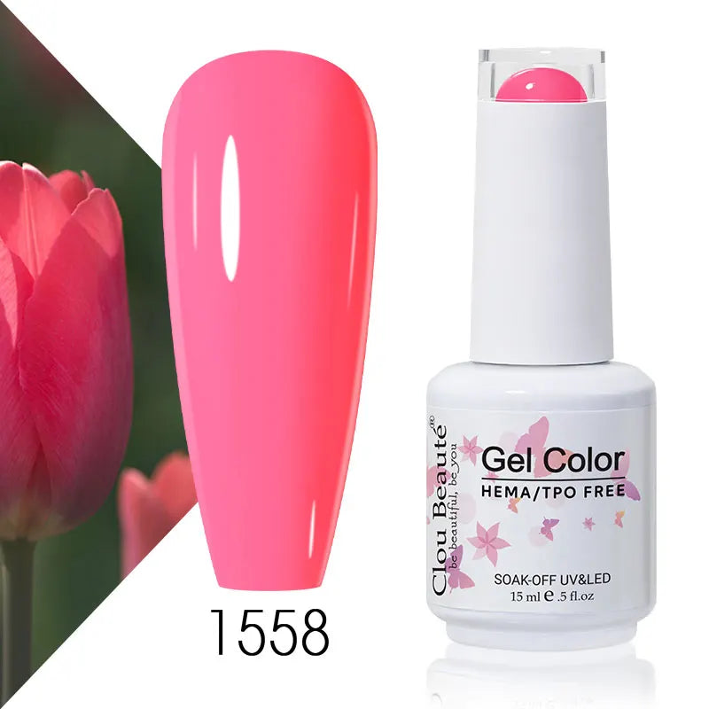 Clou Beaute 15ml Summer Bright Hot Pink Orange HEMA TPO FREE Nail Gel Polish Vernis Semi Permanent Nail Art Pigment Gel Varnish