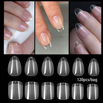 Press On Nails: Almond False Nail Tips - 120Pcs Soft Gel Stiletto & Oval