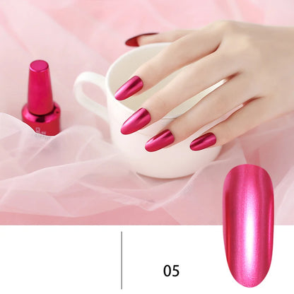 Gel Nail: 12 Colors Mirror Polish - Long-lasting Metallic Nail Gel